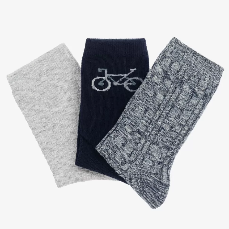 Mayoral Boys Blue & Grey Cotton Socks (3 Pack)^BOY Socks