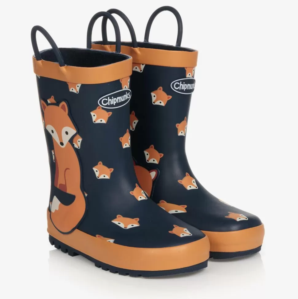 Chipmunks Boys Blue & Orange Fox Rain Boots^BOY Rain Boots | Rain Boots