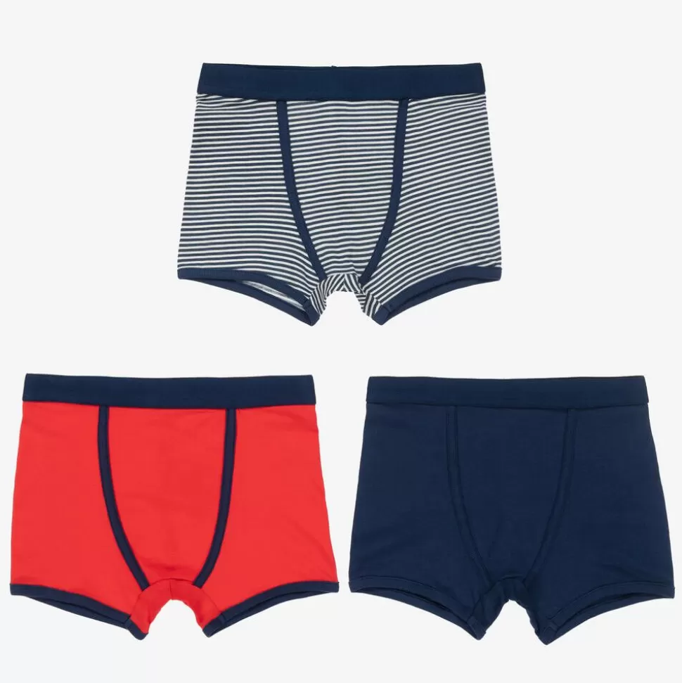 Childrensalon Essentials Boys Blue & Red Organic Boxer Briefs (3 Pack)^BOY Underwear