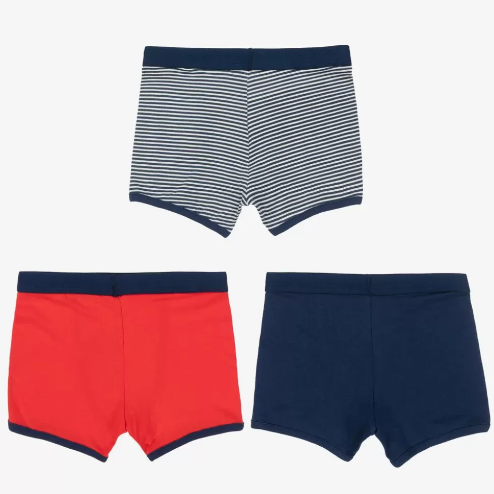 Childrensalon Essentials Boys Blue & Red Organic Boxer Briefs (3 Pack)^BOY Underwear