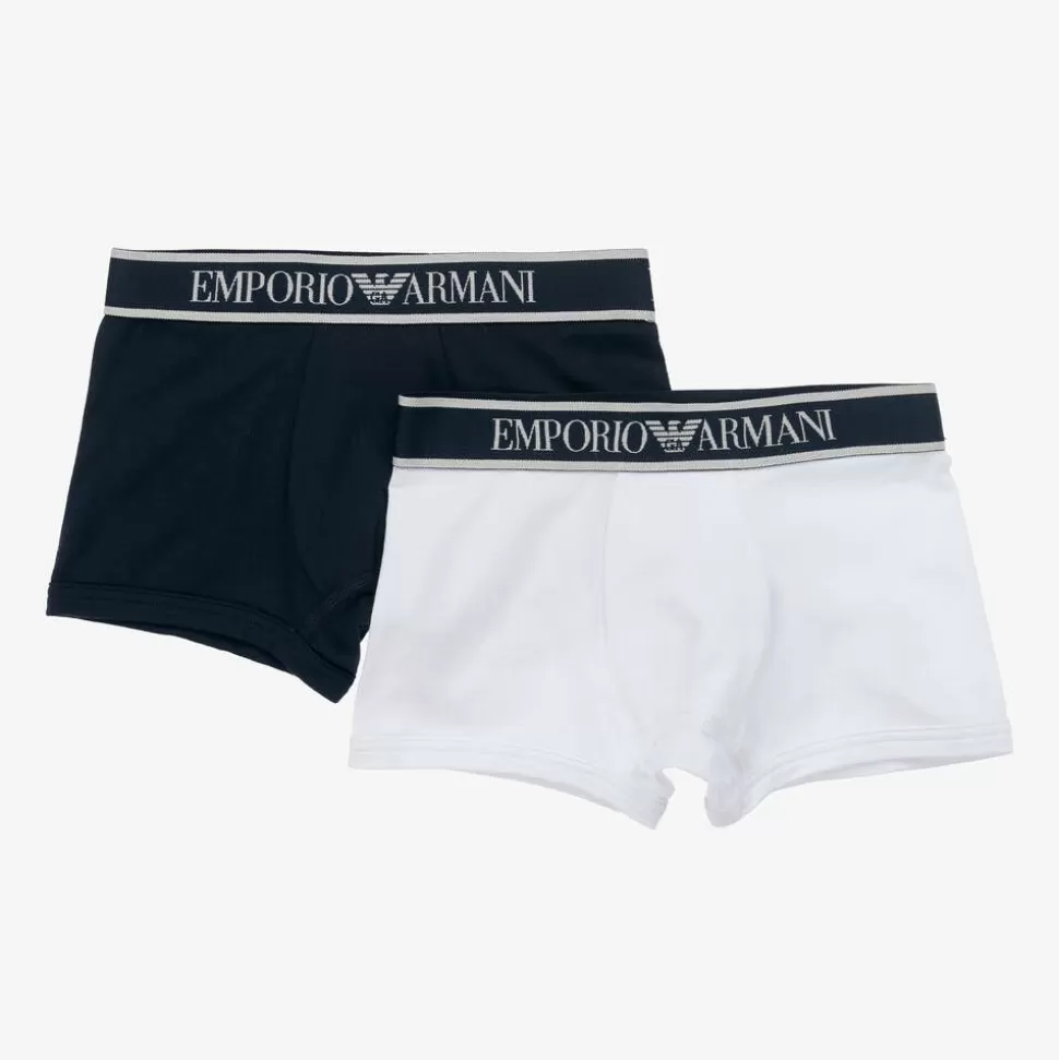 Emporio Armani Boys Blue & White Cotton Boxers (2 Pack)^BOY Underwear