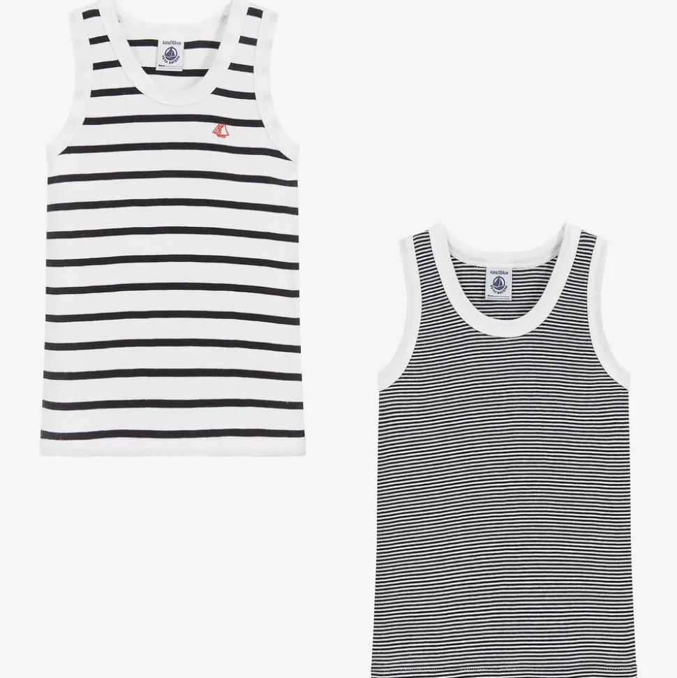Petit Bateau Boys Blue & White Cotton Vests (2 Pack)^BOY Underwear