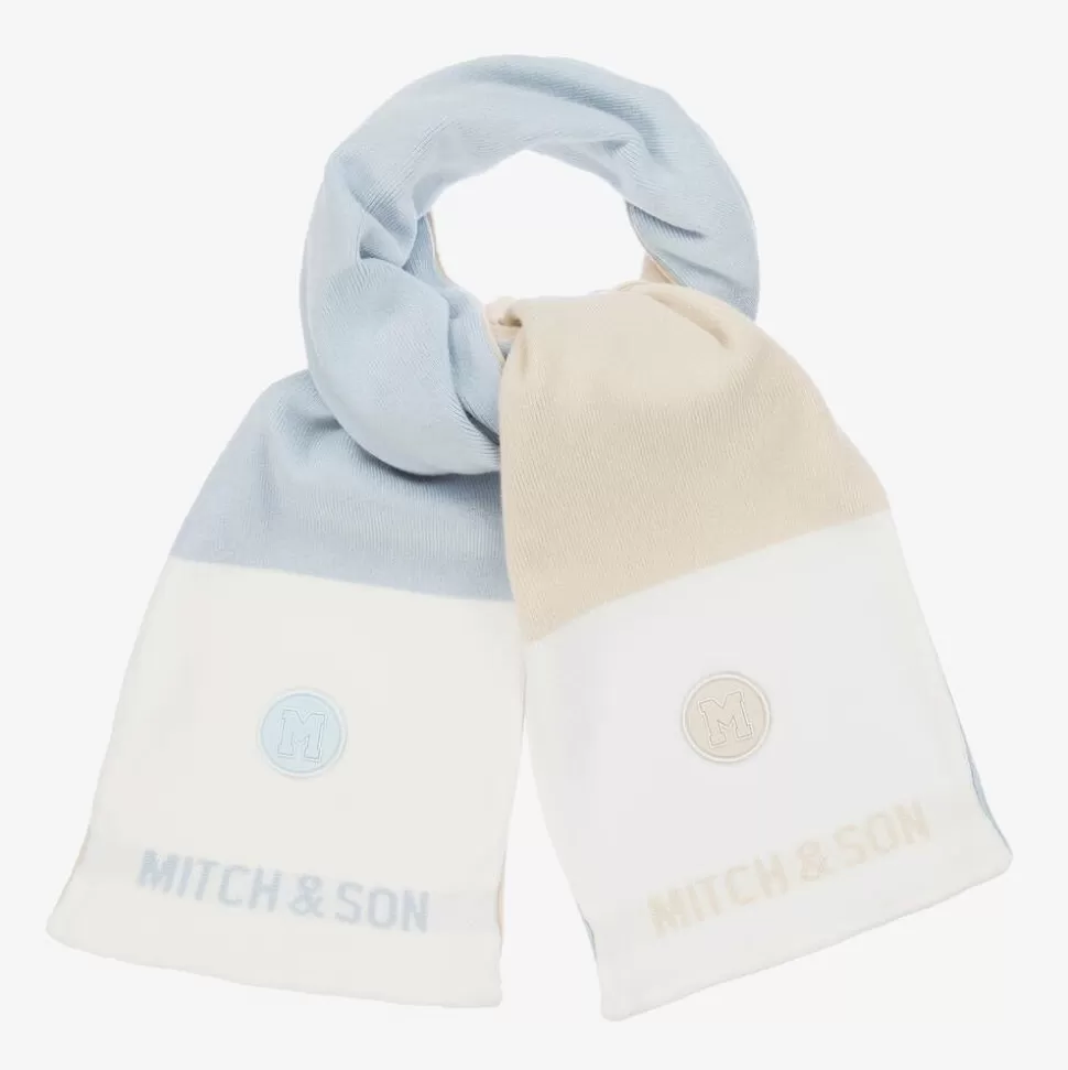 Mitch amp; Son Boys Blue & Beige Reversible Scarf (118cm)^BOY Scarves