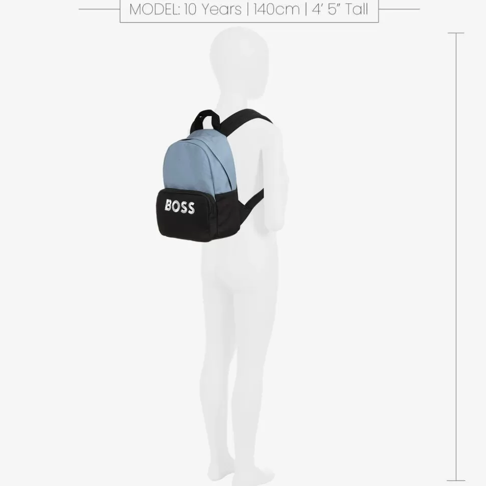 BOSS Boys Blue & Black Canvas Backpack (33cm)^BOY Bags
