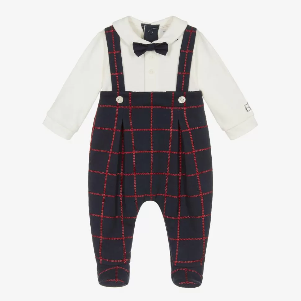 Emile et Rose Boys Blue Check Babygrow^ Babysuits