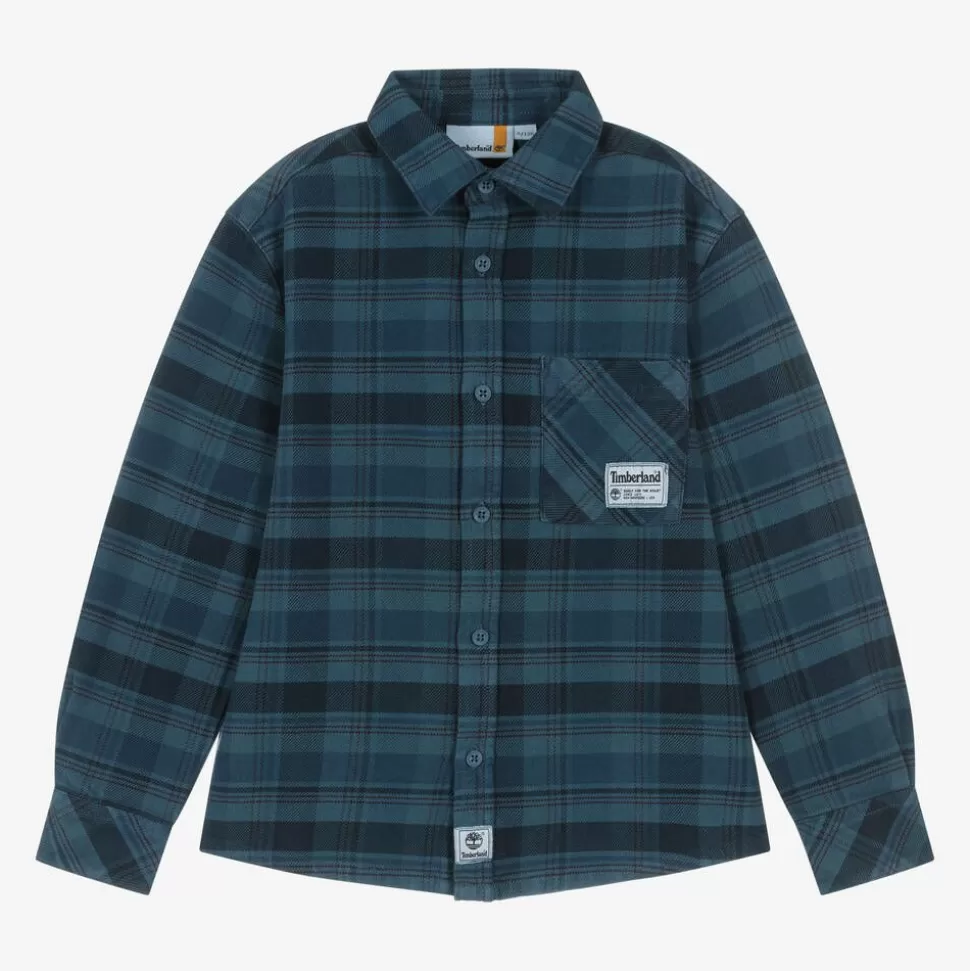 Timberland Boys Blue Check Cotton Shirt^BOY Tops