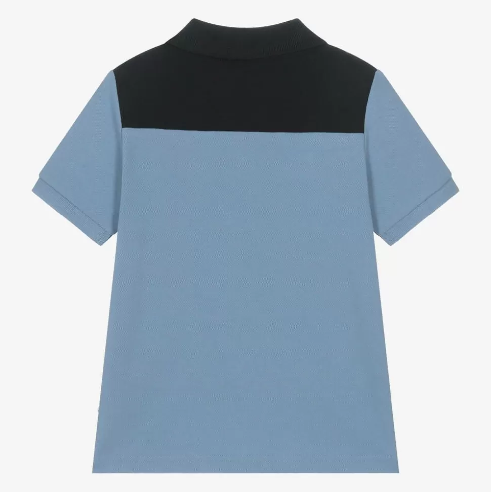 BOSS Boys Blue Colour Block Cotton Polo Shirt^BOY Tops