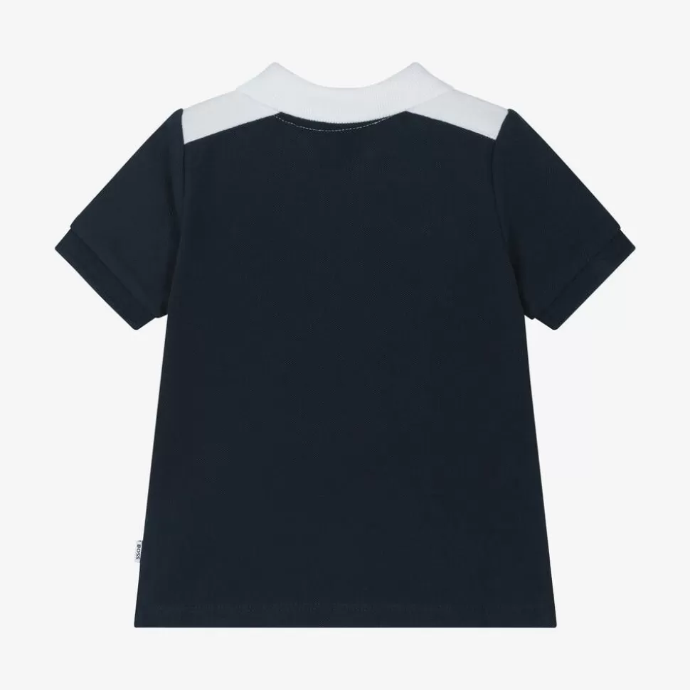 BOSS Boys Blue Colourblock Cotton Polo Shirt^BOY Tops