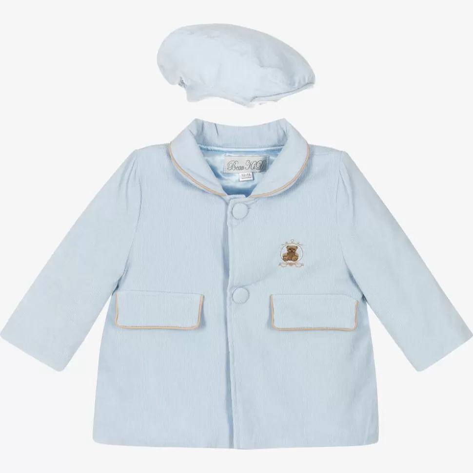 Beau KiD Boys Blue Corduroy Coat & Hat Set^BOY Coats & Jackets | Coats & Jackets