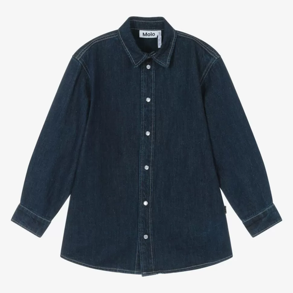 Molo Boys Blue Cotton & Linen Denim Shirt^BOY Tops