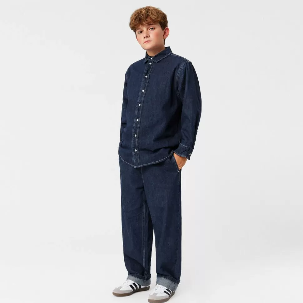 Molo Boys Blue Cotton & Linen Denim Shirt^BOY Tops