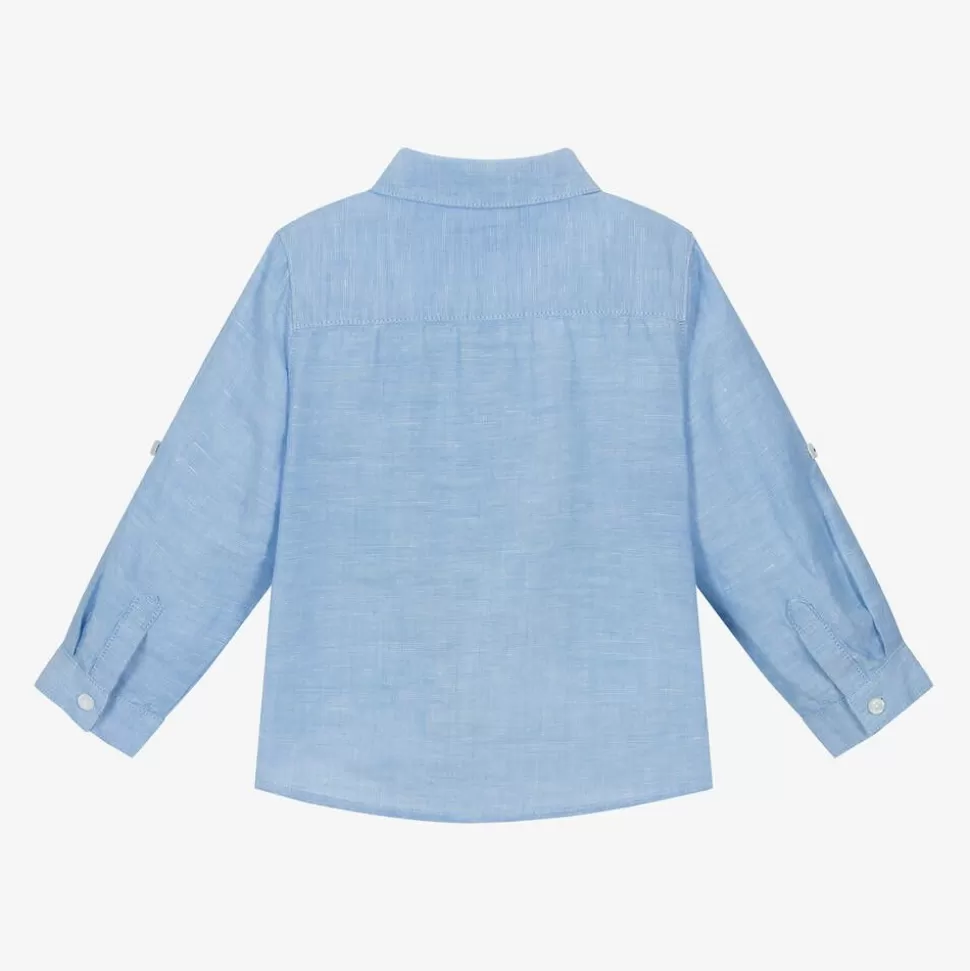 Mayoral Boys Blue Cotton & Linen Shirt^ Tops
