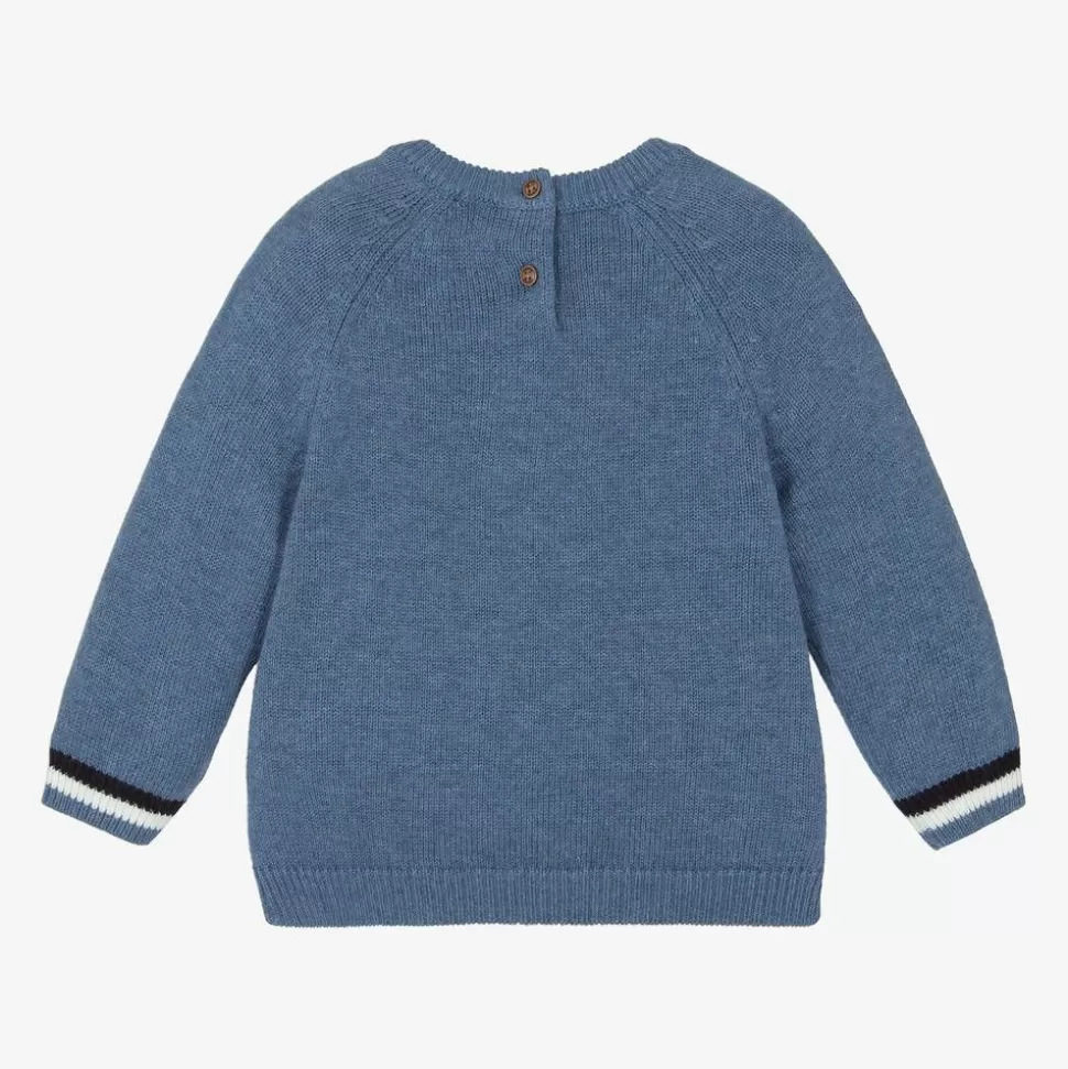 Mayoral Boys Blue Cotton & Wool Knit Robot Sweater^BOY Tops