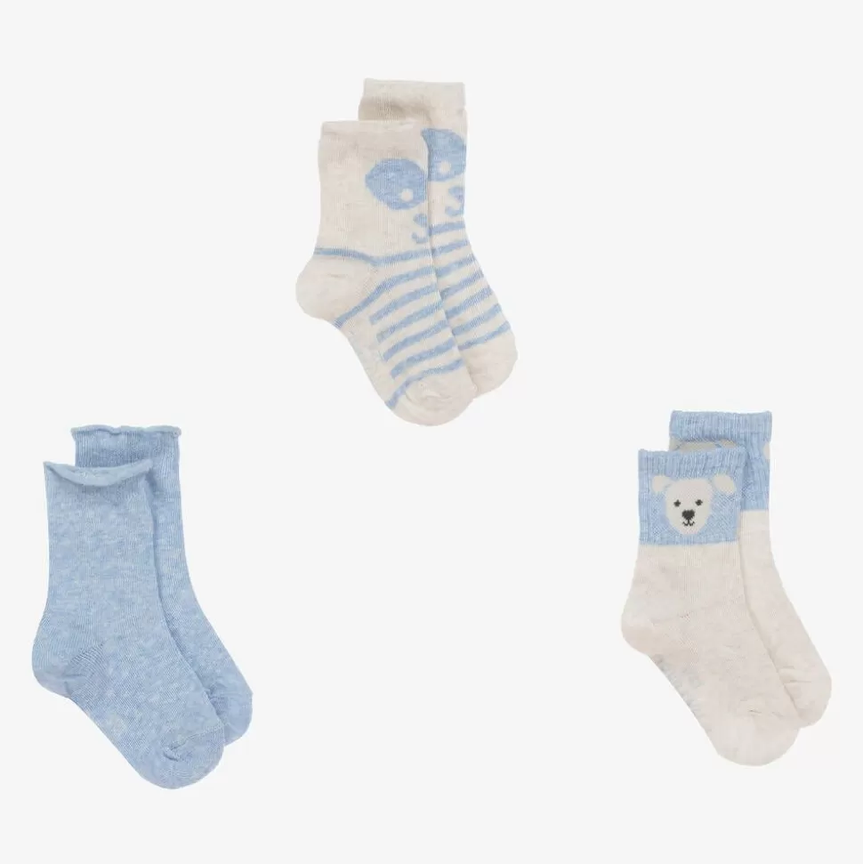 Mayoral Boys Blue Cotton Bear Socks (3 Pack)^BOY Socks | Socks