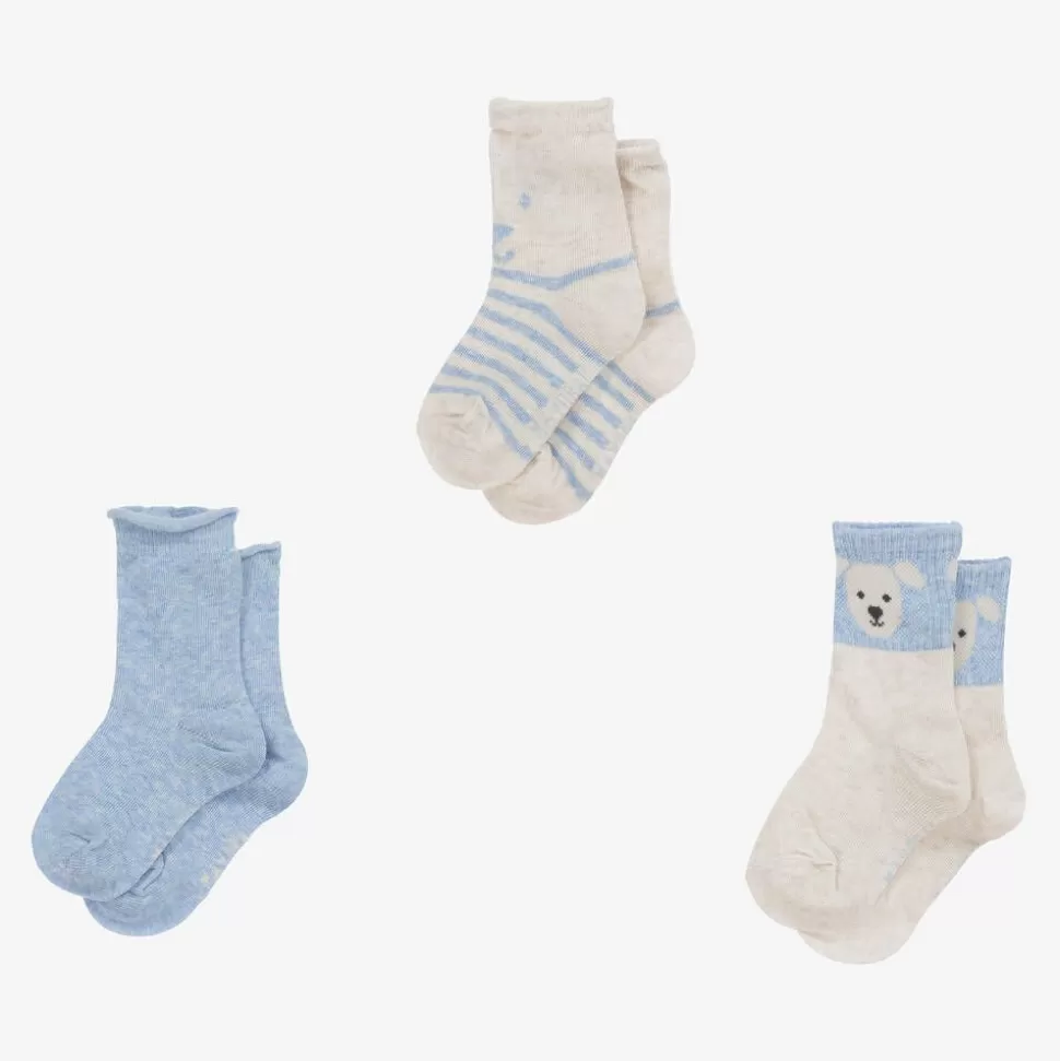 Mayoral Boys Blue Cotton Bear Socks (3 Pack)^BOY Socks | Socks