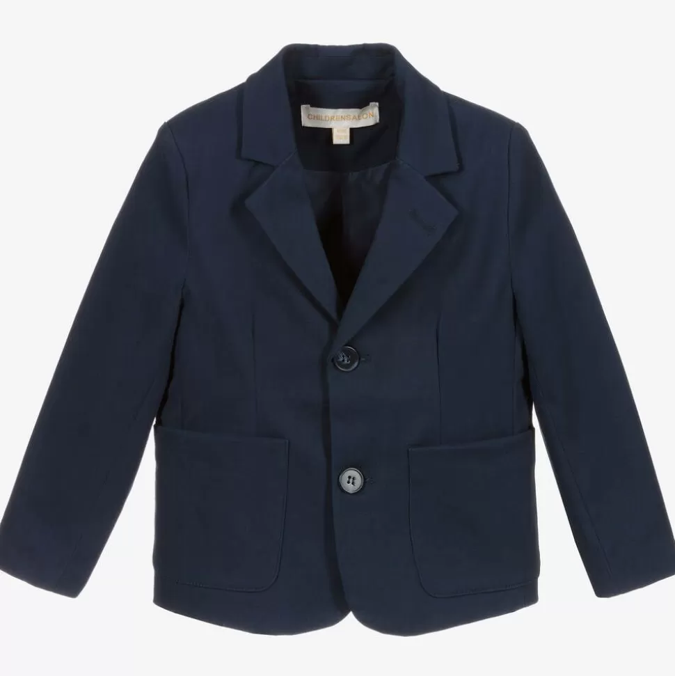 Childrensalon Occasions Boys Blue Cotton Blazer^BOY Coats & Jackets