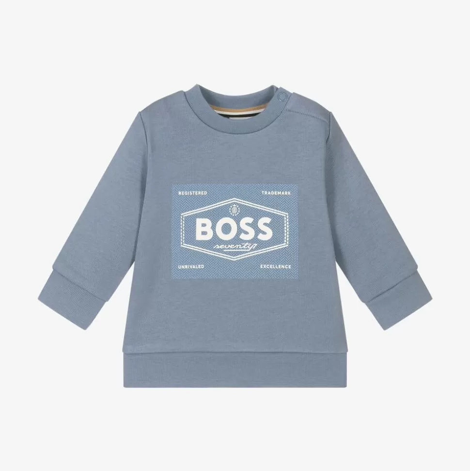 BOSS Boys Blue Cotton 1977 Logo Sweatshirt^BOY Tops