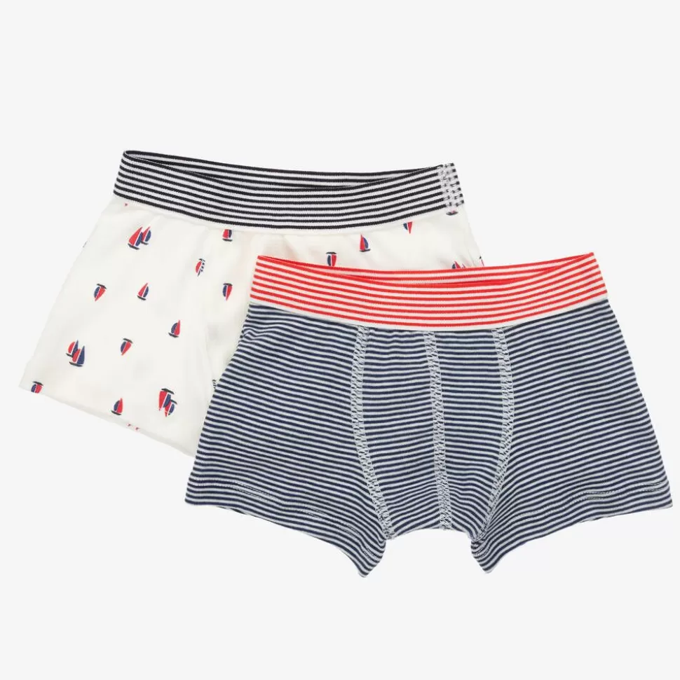 Petit Bateau Boys Blue Cotton Boxer Shorts (2 Pack)^BOY Underwear