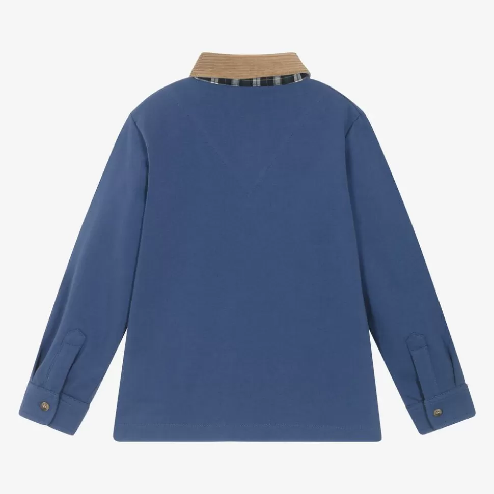 Lapin House Boys Blue Cotton Deer Print Polo Shirt^BOY Tops