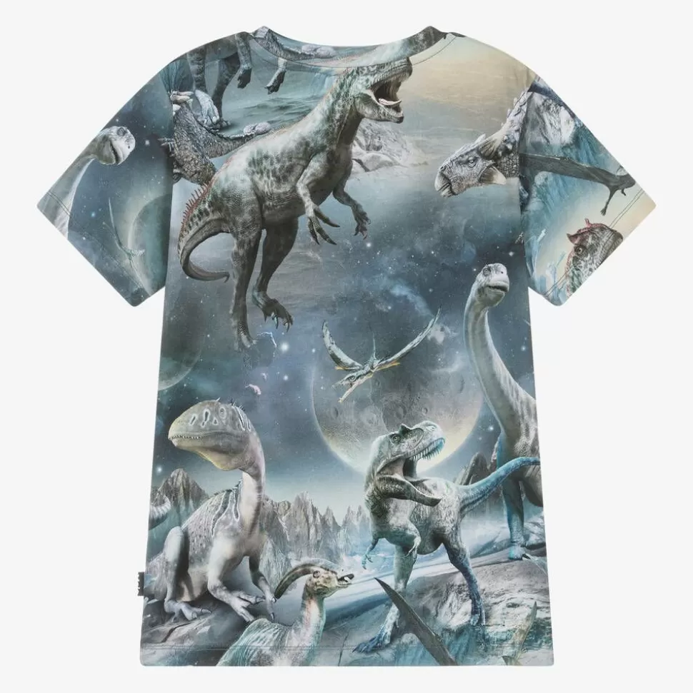 Molo Boys Blue Cotton Dinosaur Print T-Shirt^BOY Tops