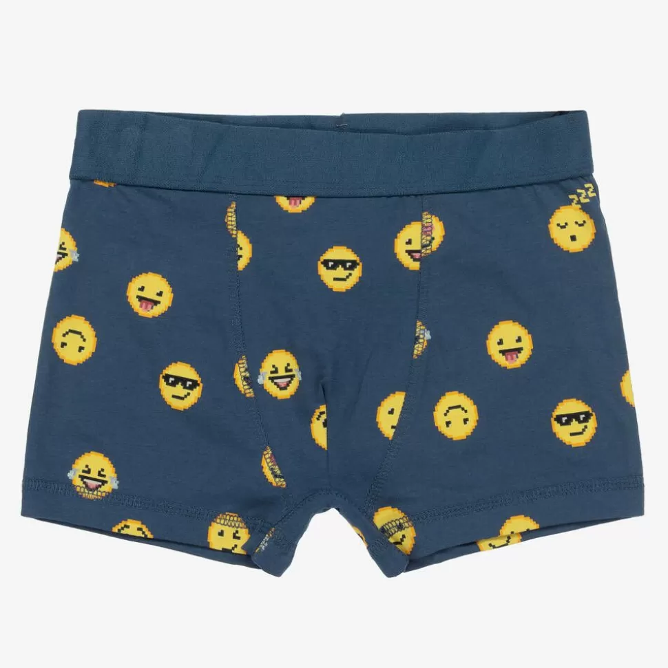 Molo Boys Blue Cotton Emoji Boxers (2 Pack)^BOY Underwear