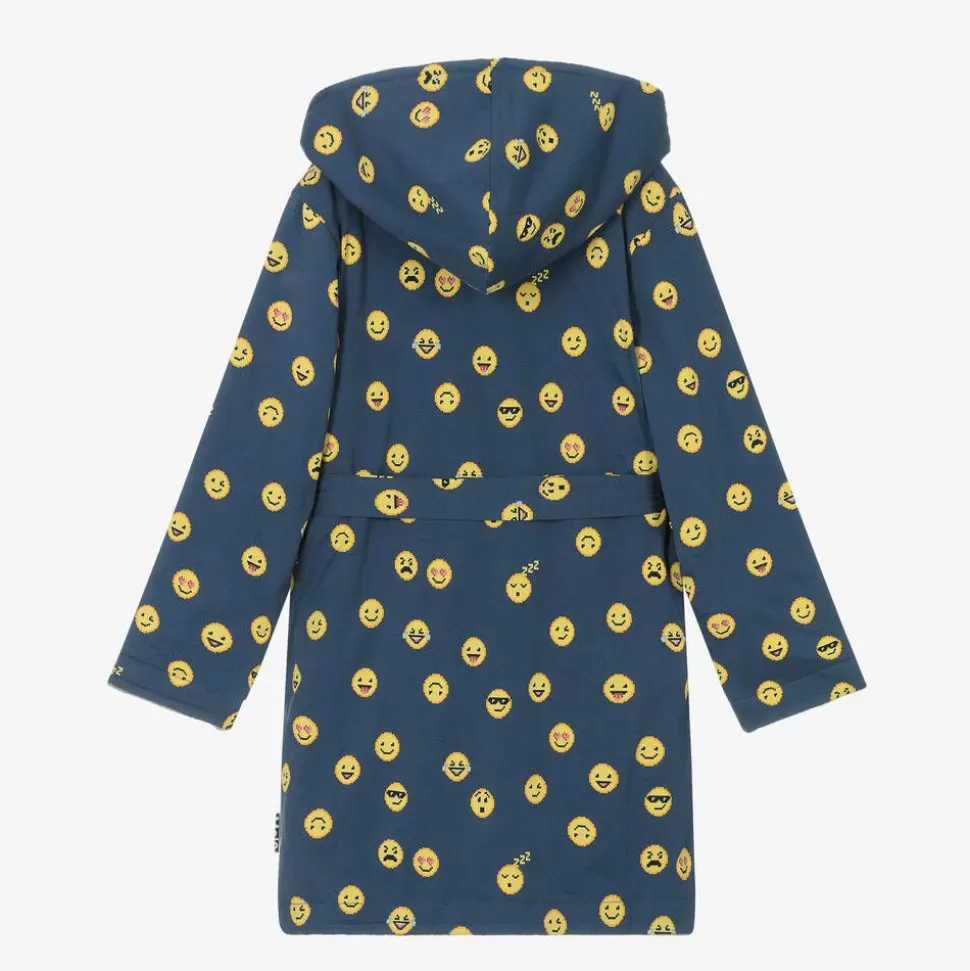Molo Boys Blue Cotton Emoji Dressing Gown^BOY Towels & Robes