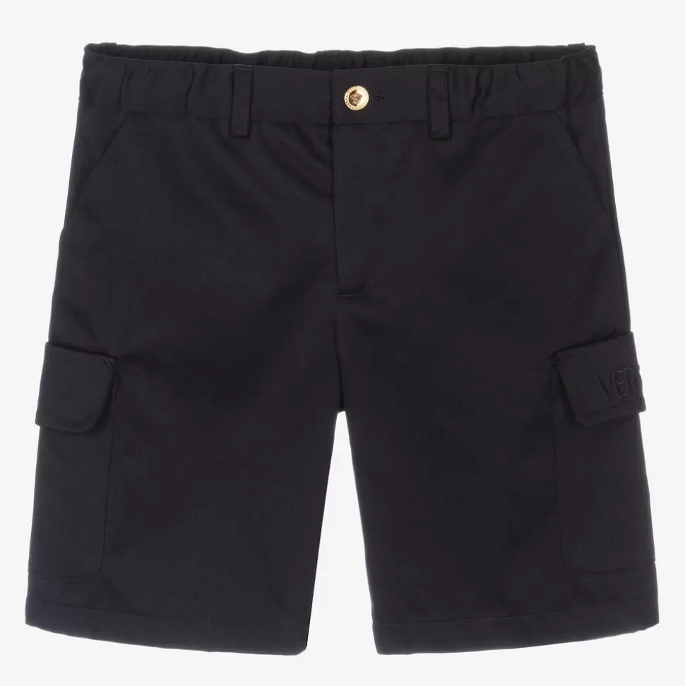 Versace Boys Blue Cotton Gabardine Shorts^BOY Shorts