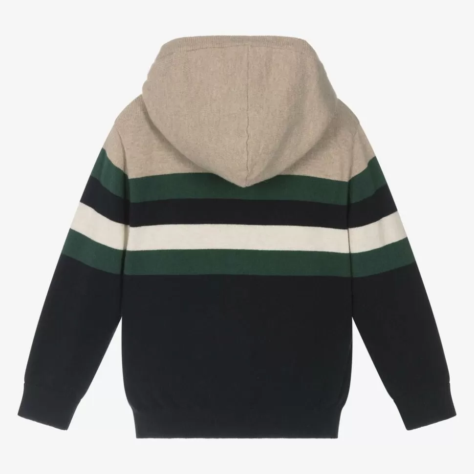 Mayoral Boys Blue Cotton Knit Striped Zip-Up Top^BOY Tops