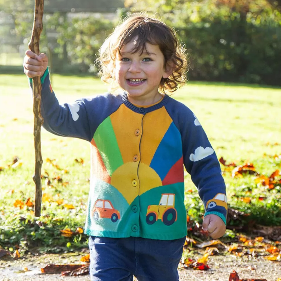 Frugi Boys Blue Cotton Knit Sunrise Cardigan^BOY Tops