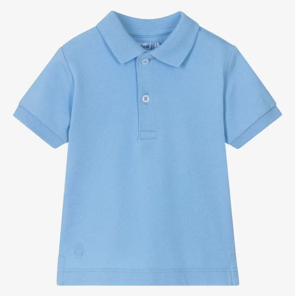 Mayoral Boys Blue Cotton Piqué Polo Shirt^ Tops