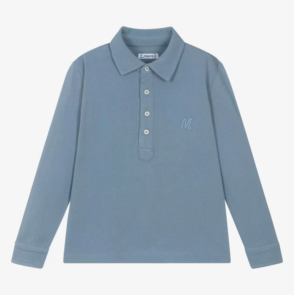 Mayoral Boys Blue Cotton Polo Shirt^BOY Tops
