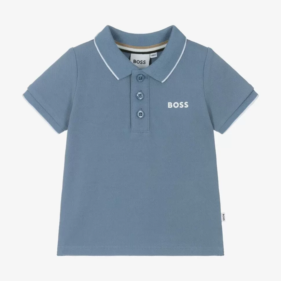 BOSS Boys Blue Cotton Polo Shirt^BOY Tops
