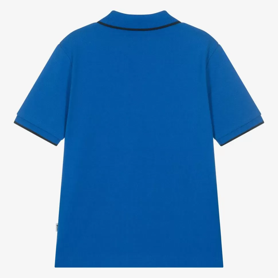 BOSS Boys Blue Cotton Polo Shirt^BOY Tops