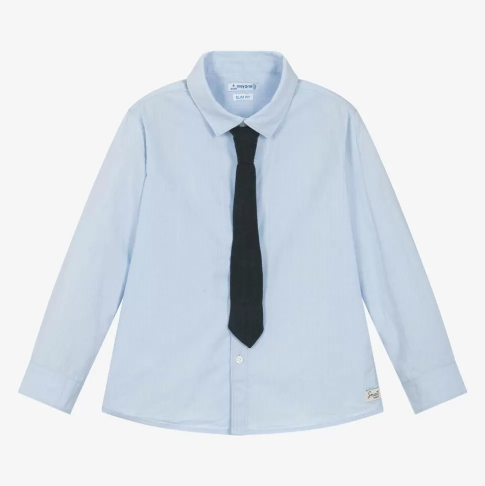 Mayoral Boys Blue Cotton Shirt^BOY Tops
