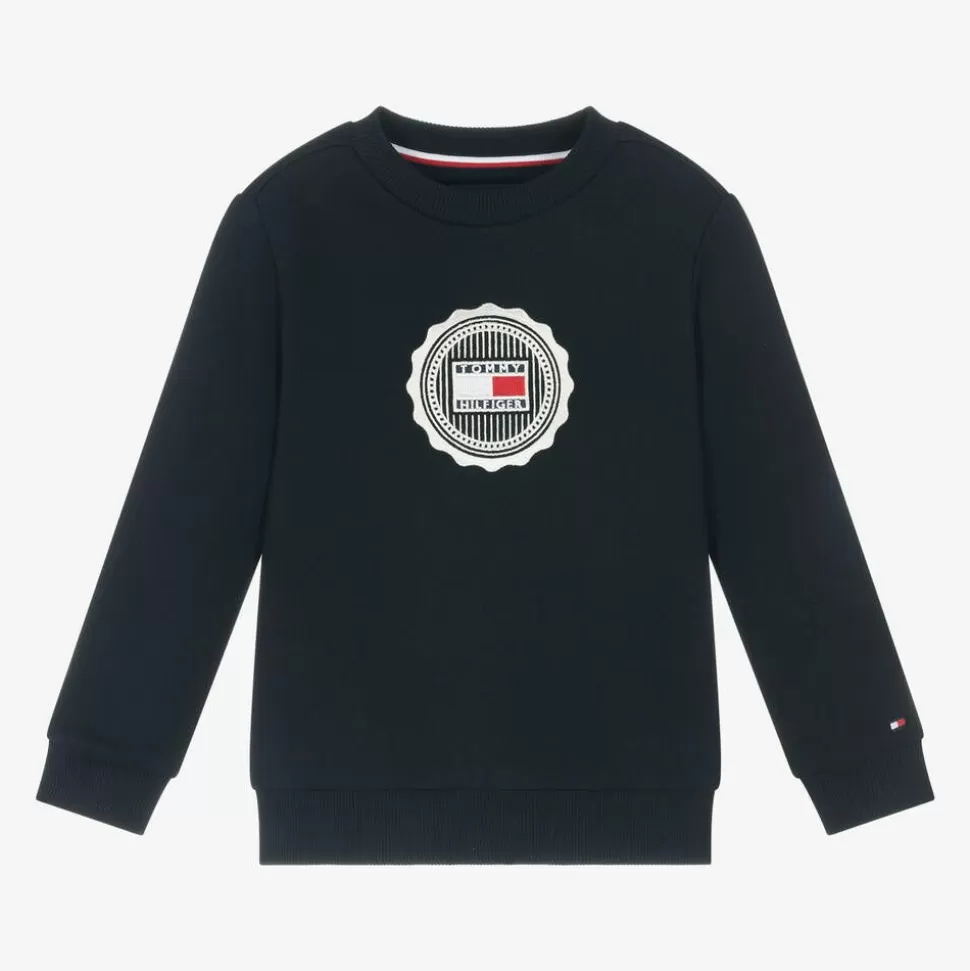 Tommy Hilfiger Boys Blue Cotton Stamp Logo Sweatshirt^BOY Tops