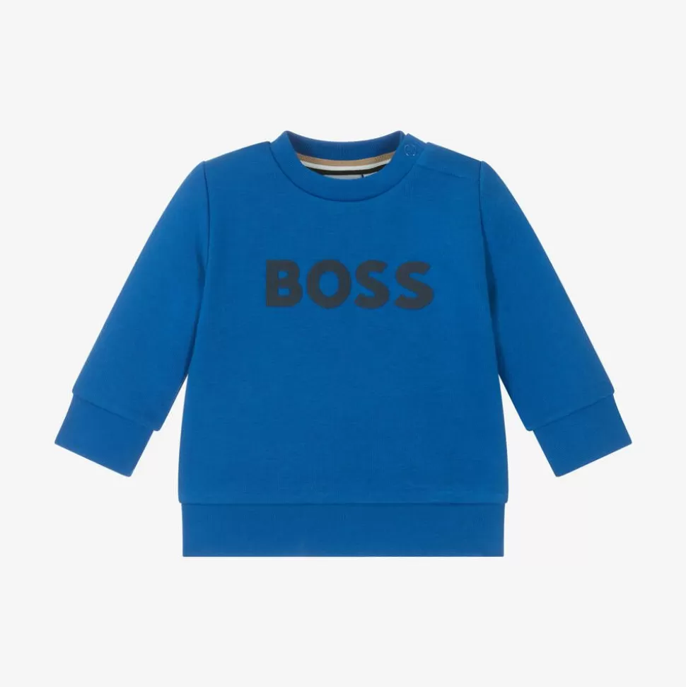 BOSS Boys Blue Cotton Sweatshirt^BOY Tops