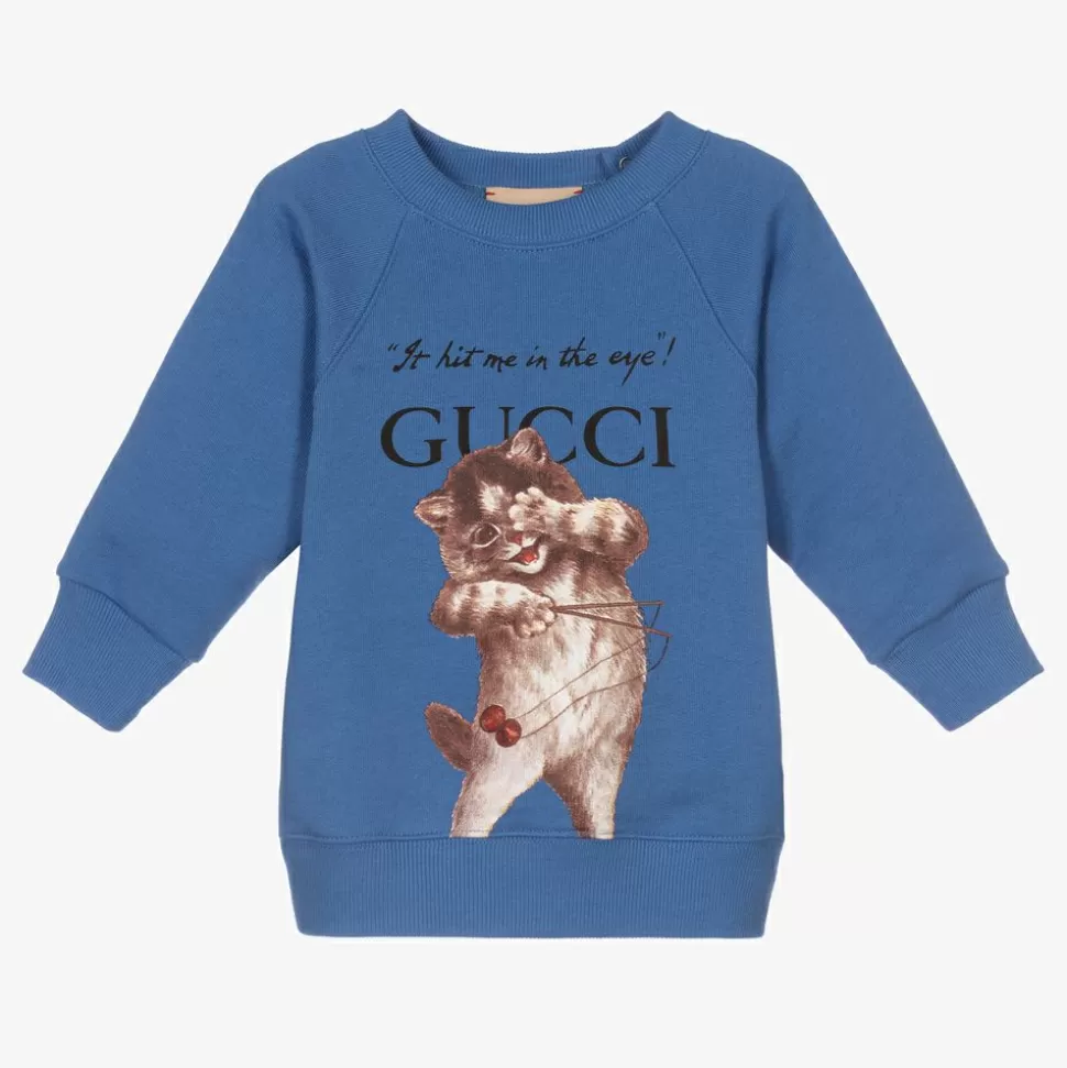 Gucci Boys Blue Cotton Sweatshirt^ Tops