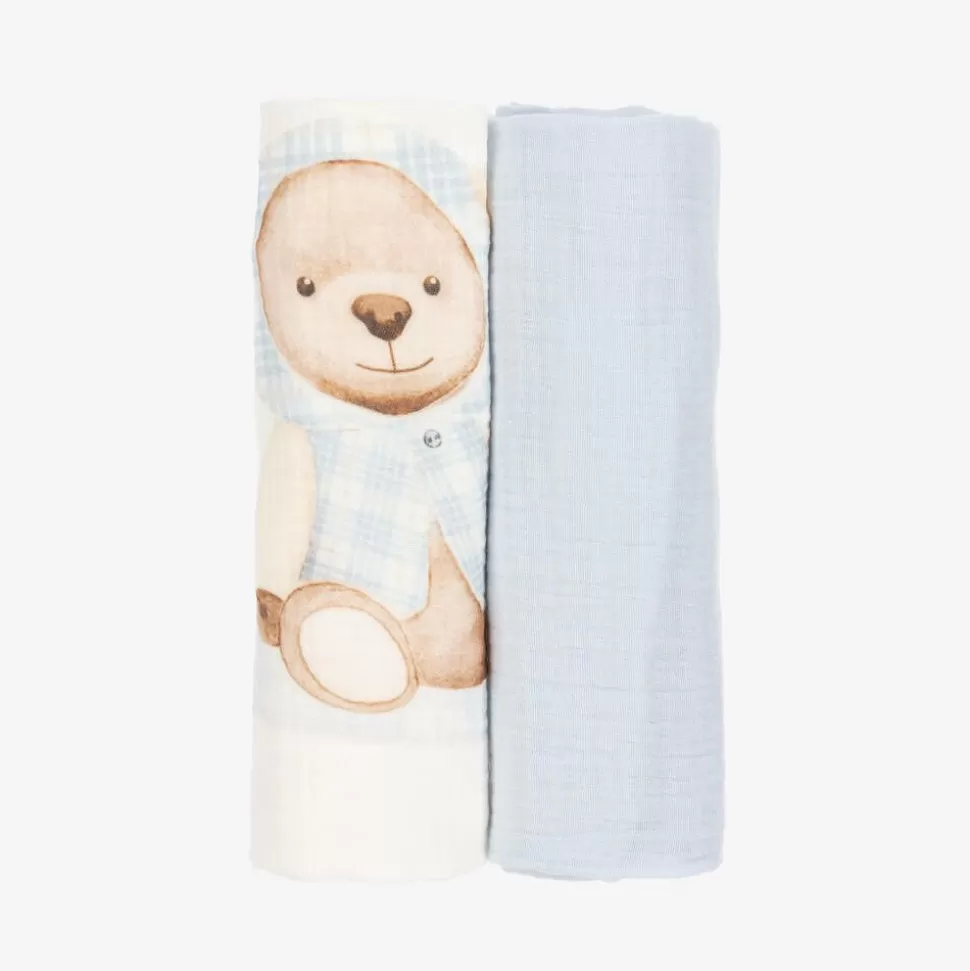 Jamiks Boys Blue Cotton Teddy Muslins (2 Pack)^ Gifts