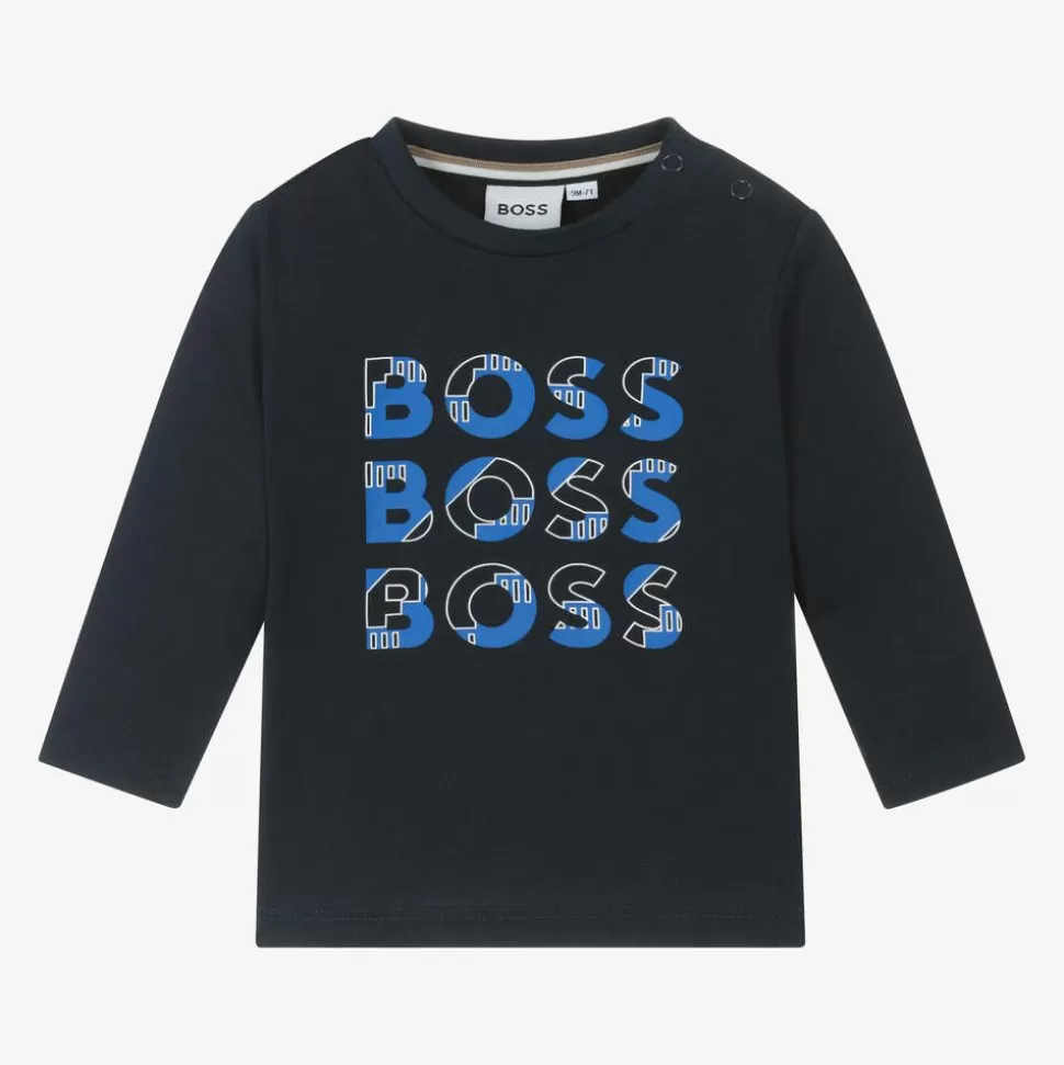 BOSS Boys Blue Cotton Top^BOY Tops