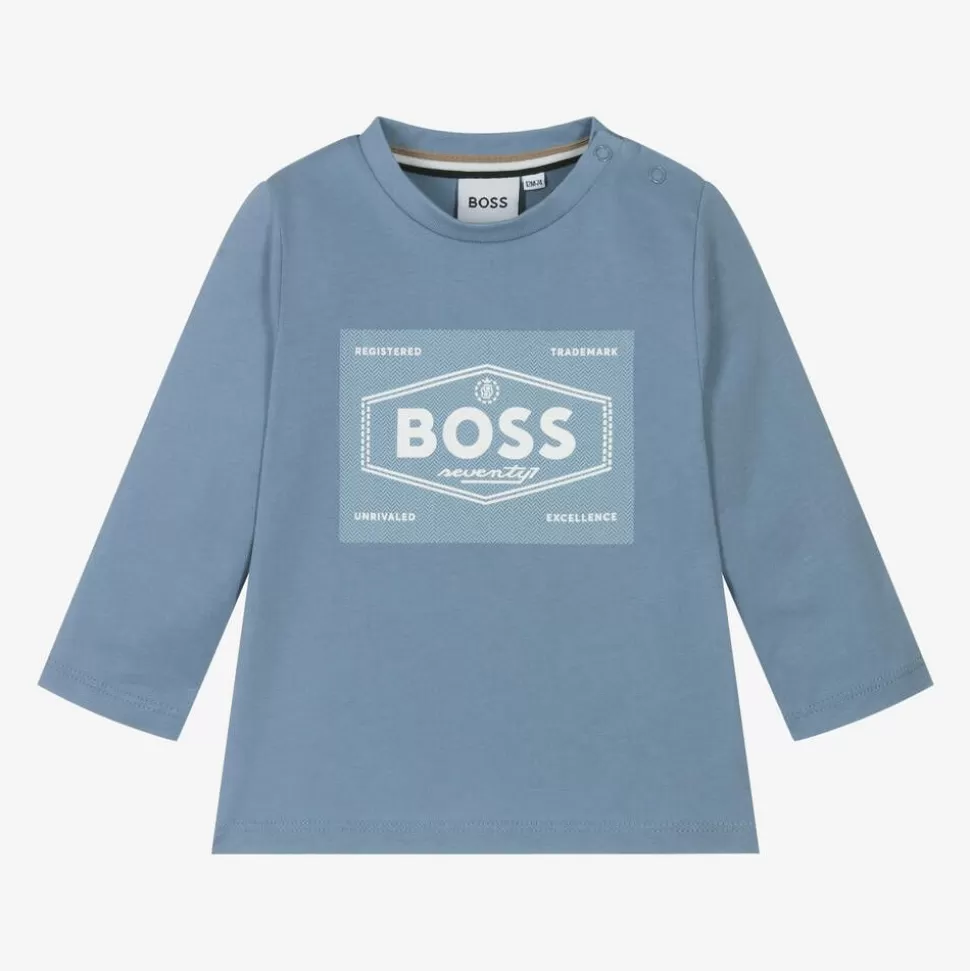 BOSS Boys Blue Cotton Top^BOY Tops