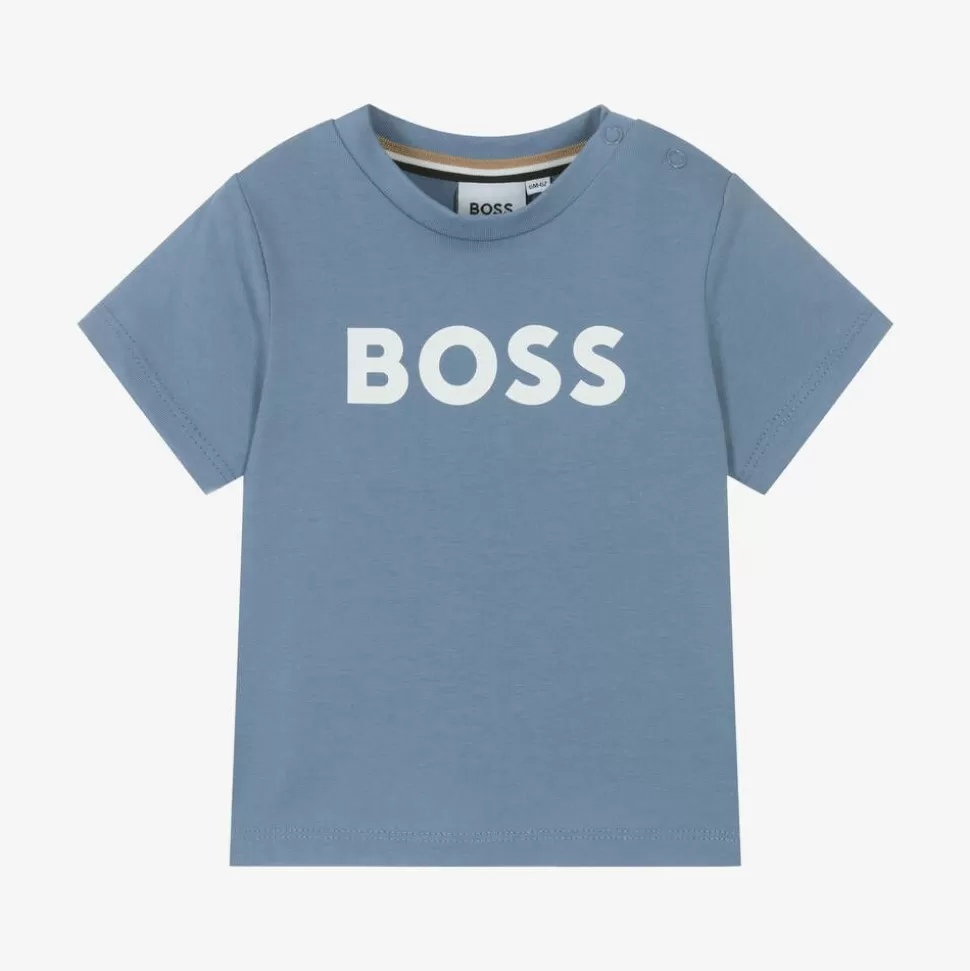 BOSS Boys Blue Cotton T-Shirt^BOY Tops