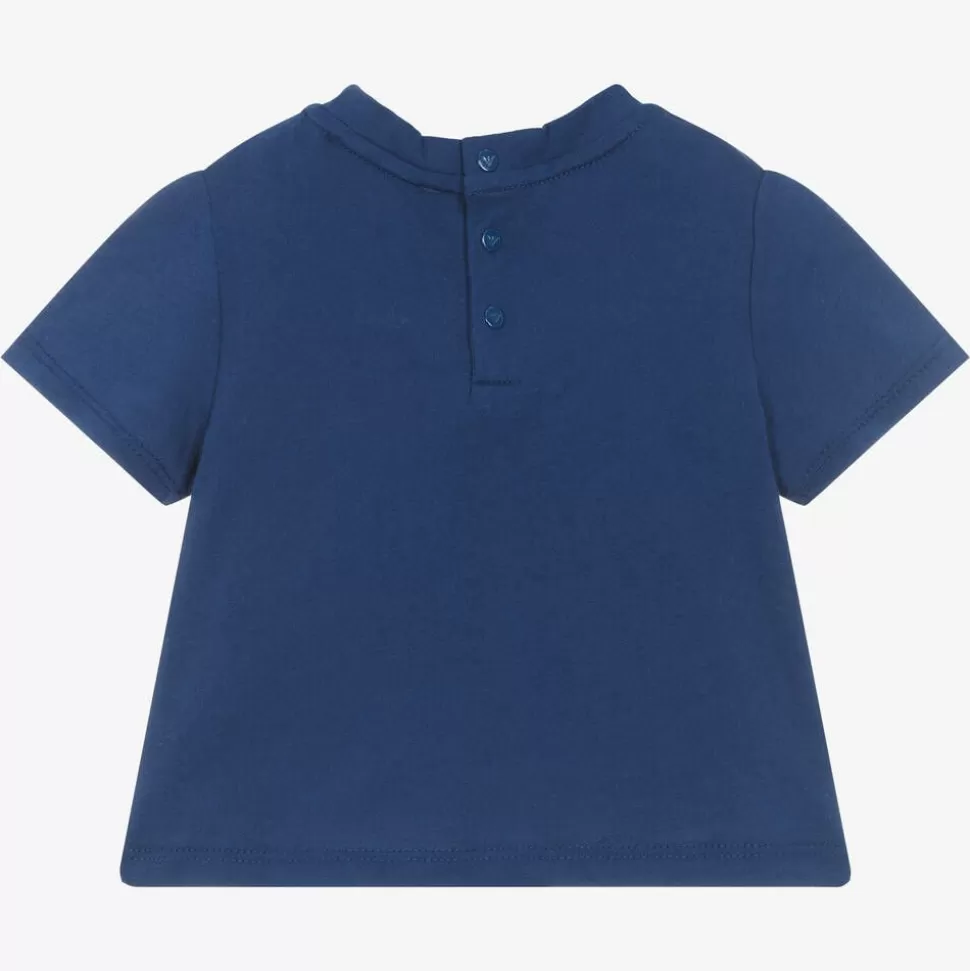 Emporio Armani Boys Blue Cotton T-Shirt^ Tops