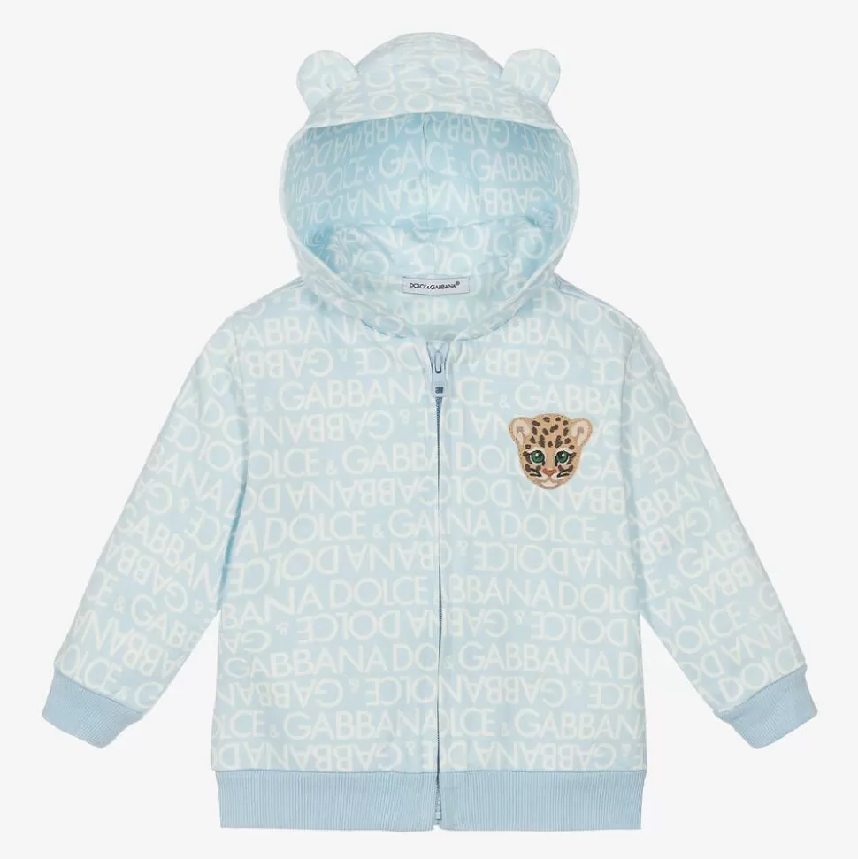 Dolce amp; Gabbana Boys Blue Cotton Zip-Up Top^ Tops