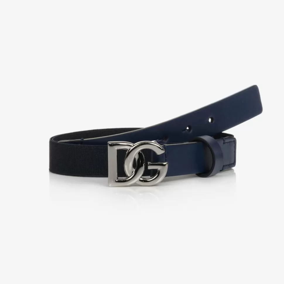 Dolce amp; Gabbana Boys Blue DG Elasticated Belt^BOY Clothing Accessories
