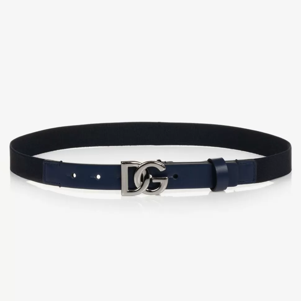 Dolce amp; Gabbana Boys Blue DG Elasticated Belt^BOY Clothing Accessories