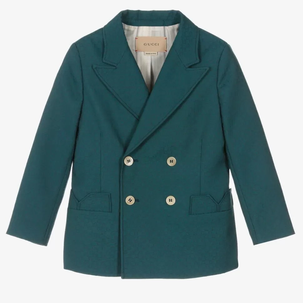Gucci Boys Blue Double-Breasted Blazer^BOY Coats & Jackets
