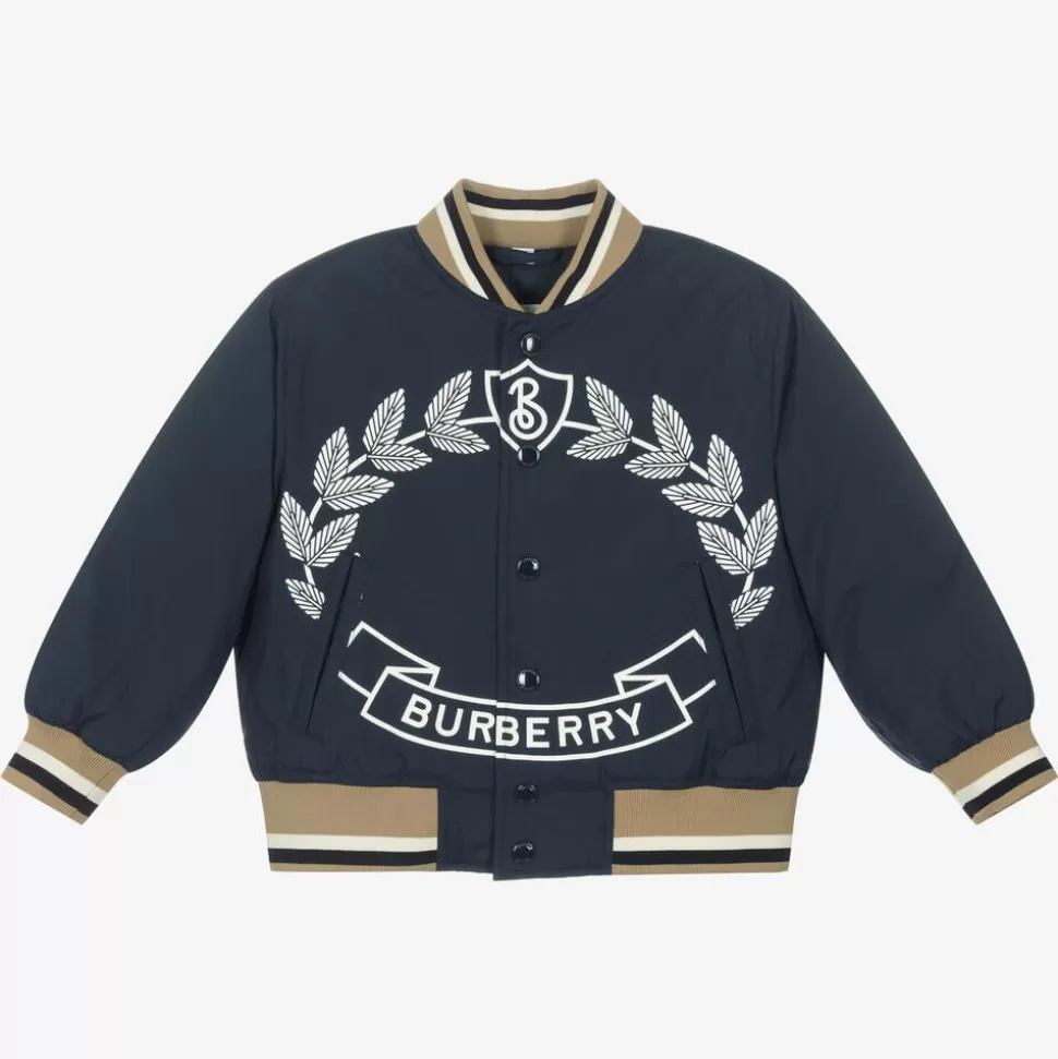 Burberry Boys Blue Down Filled Bomber Jacket^BOY Coats & Jackets