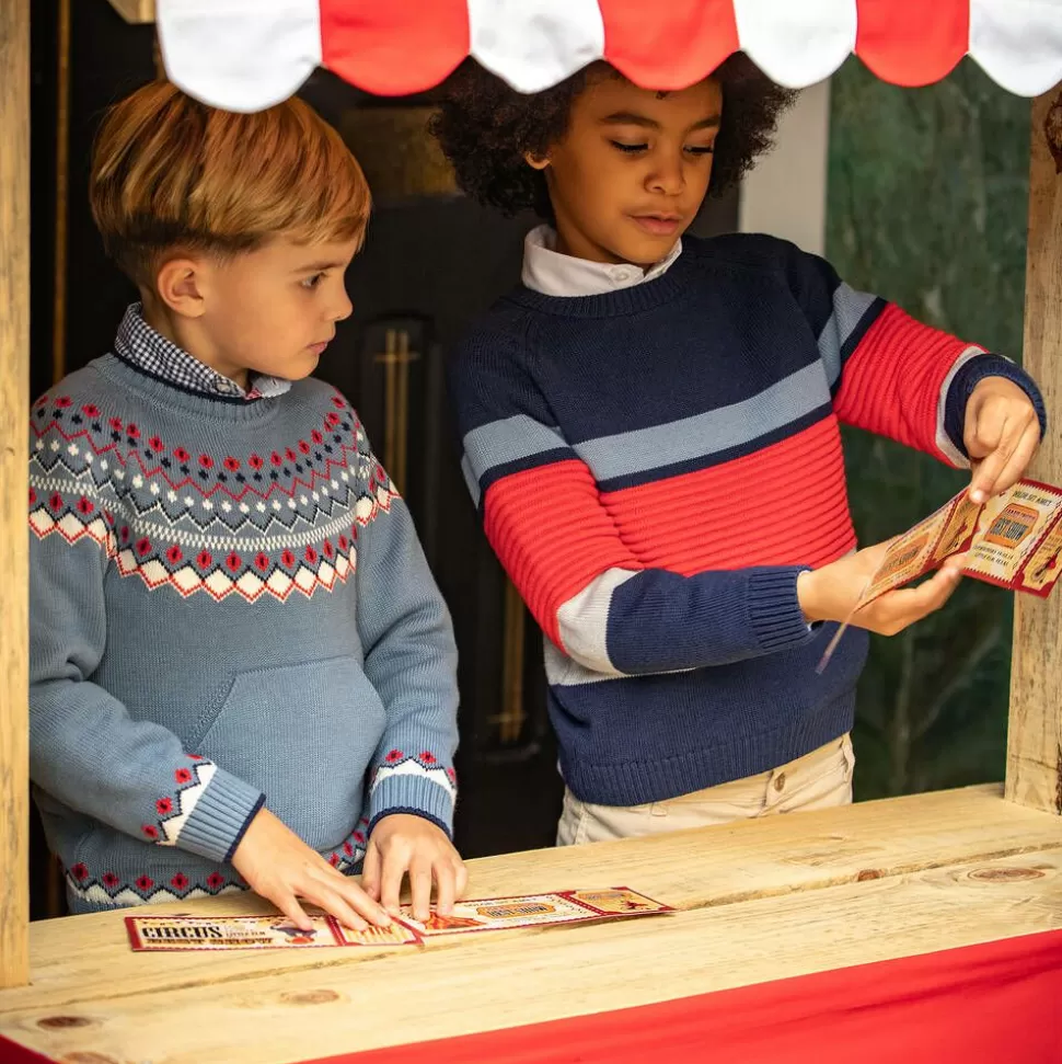 Dr. Kid Boys Blue Fair Isle Jumper & Hat Set^BOY Tops