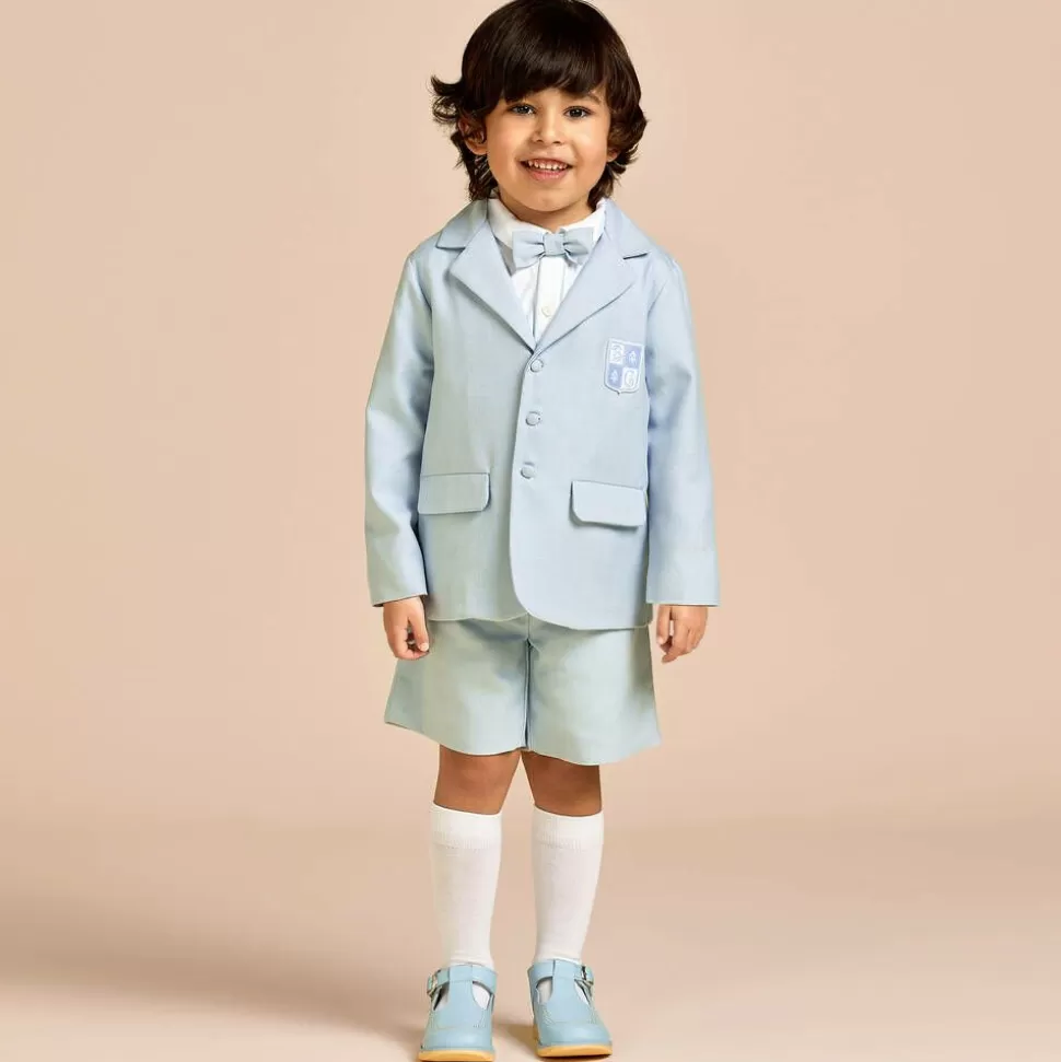 Beatrice amp; George Boys Blue Herringbone Cotton Shorts Suit^ Suits