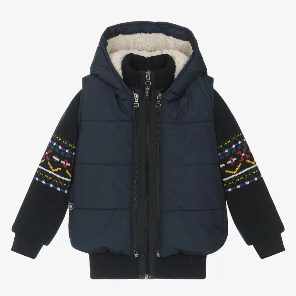 Lapin House Boys Blue Hooded Gilet & Zip-Up Top 2 in 1^BOY Tops